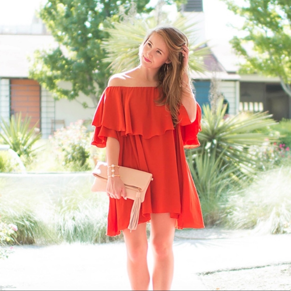 MLM Red Off-Shoulder Dress